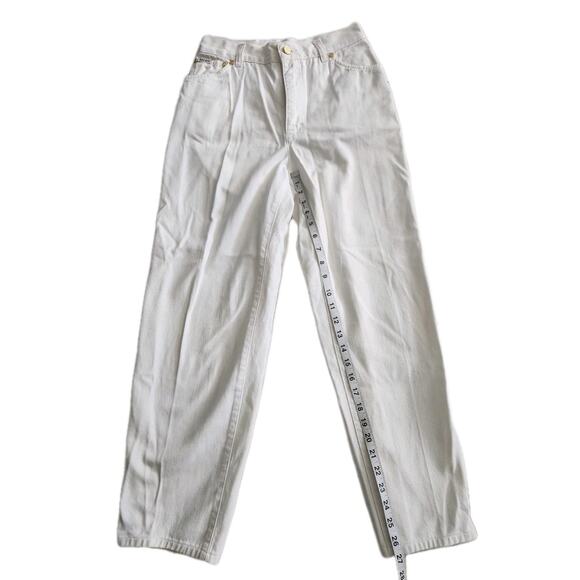 Vtg ESCADA White High Waist Ankle Moms Jeans w/ Gold Buttons & Studs sz 38 IT - Picture 9 of 9